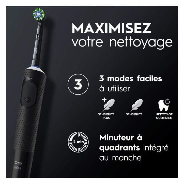 Oral-B Vitality Pro Brosse a Dents Électrique Noire, 1 Brossette Oral-B Vitality Pro Brosse a Dents Électrique Noire, 1 Brossette