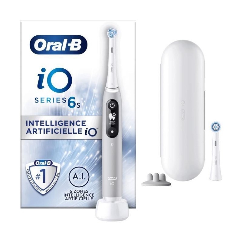 Oral-B iO 6S Brosse a Dents Électrique connectée Bluetooth Grise, 2 Oral-B iO 6S Brosse a Dents Électrique connectée Bluetooth Grise, 2