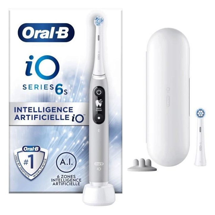 Oral-B iO 6S Brosse a Dents Électrique connectée Bluetooth Grise, 2 Brossettes, 1 Étui De Voyage Oral-B iO 6S Brosse a Dents Électrique connectée Bluetooth Grise, 2 Brossettes, 1 Étui De Voyage