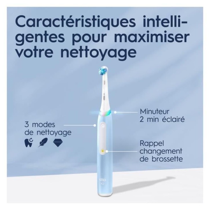 Oral-B iO 3S Brosse a Dents Électrique Bleue, 1 Brossette Oral-B iO 3S Brosse a Dents Électrique Bleue, 1 Brossette