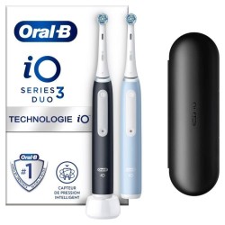 Oral-B iO 3 Lot De 2, Brosses a Dents Électriques Noire et Bleue, 2 B
