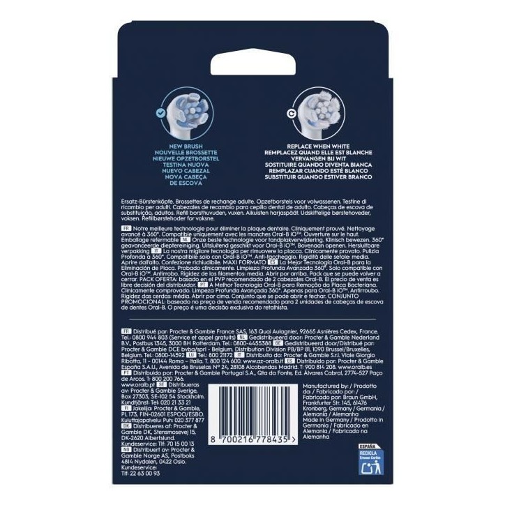 Brossettes - ORAL-B - iO refills Ultimate Clean - Pack de 8 - Blanc Brossettes - ORAL-B - iO refills Ultimate Clean - Pack de 8 - Blanc