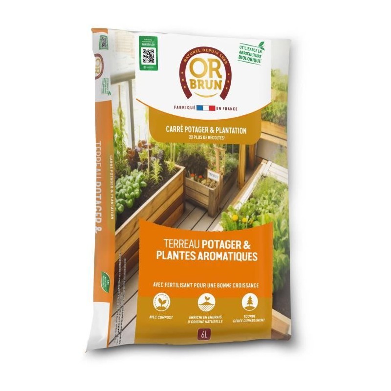 Terreau potager & Plantes aromatiques - OR BRUN - OBRTARO6U - 6L - Cro Terreau potager & Plantes aromatiques - OR BRUN - OBRTARO6U - 6L - Cro