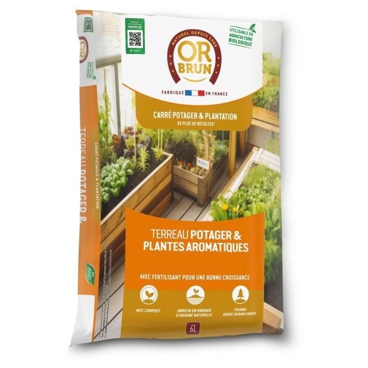 Terreau potager & Plantes aromatiques - OR BRUN - OBRTARO6U - 6L - Croissance rapide