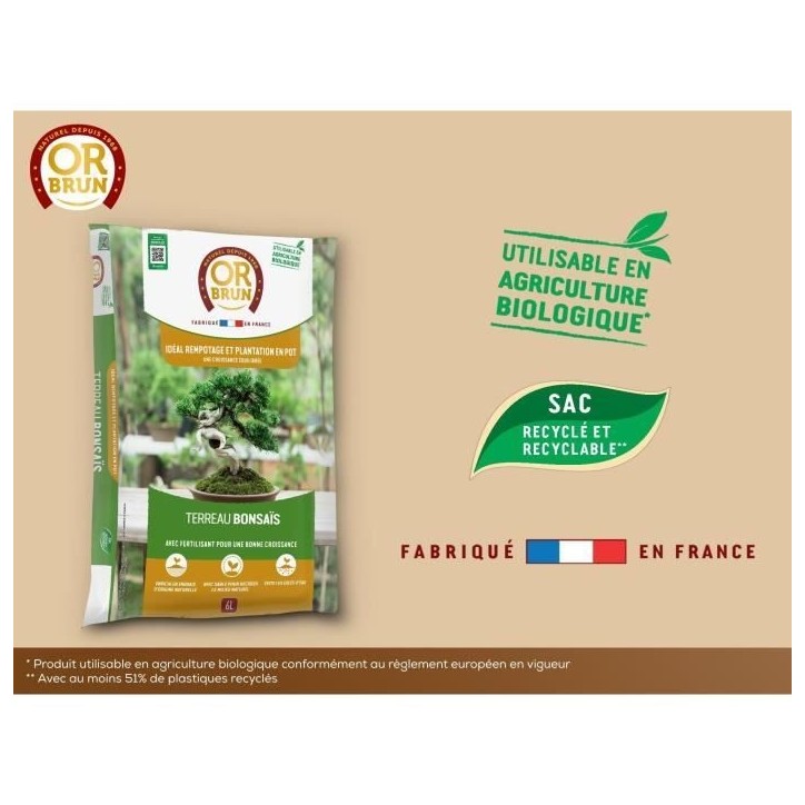 Terreau bonsais - OR BRUN - OBRTBON6U - 6L - Meilleur enracinement