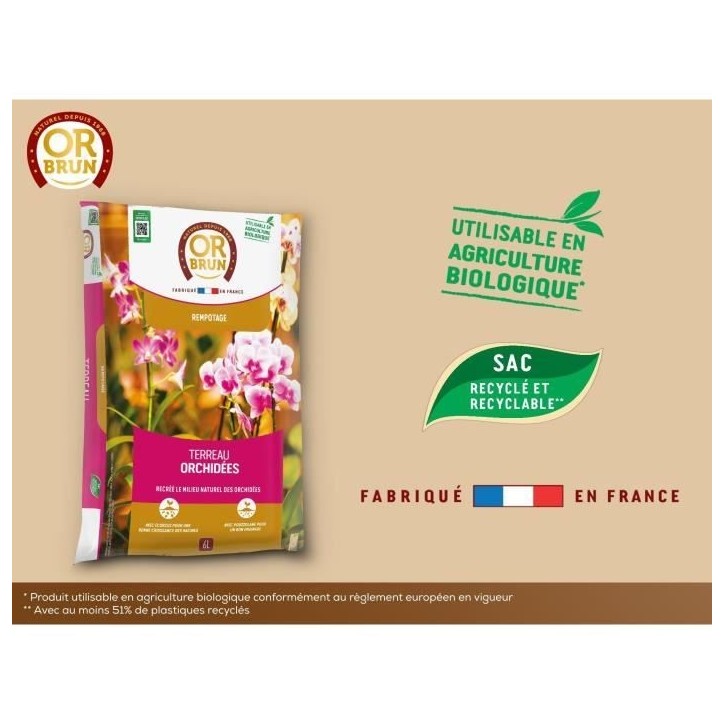 Terreau orchidées - OR BRUN - OBRTORC6U - 6L - Favorise la croissance Terreau orchidées - OR BRUN - OBRTORC6U - 6L - Favorise la croissance