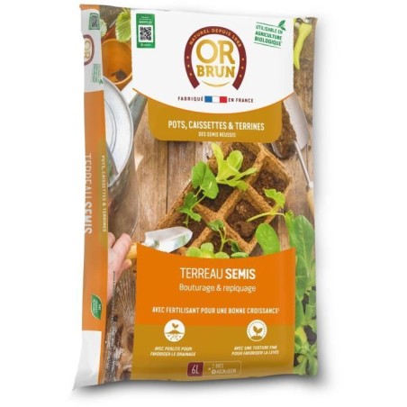 Terreau Semis - OR BRUN - OBRTSEM6U - 6L - Améliore le Drainage - Ré