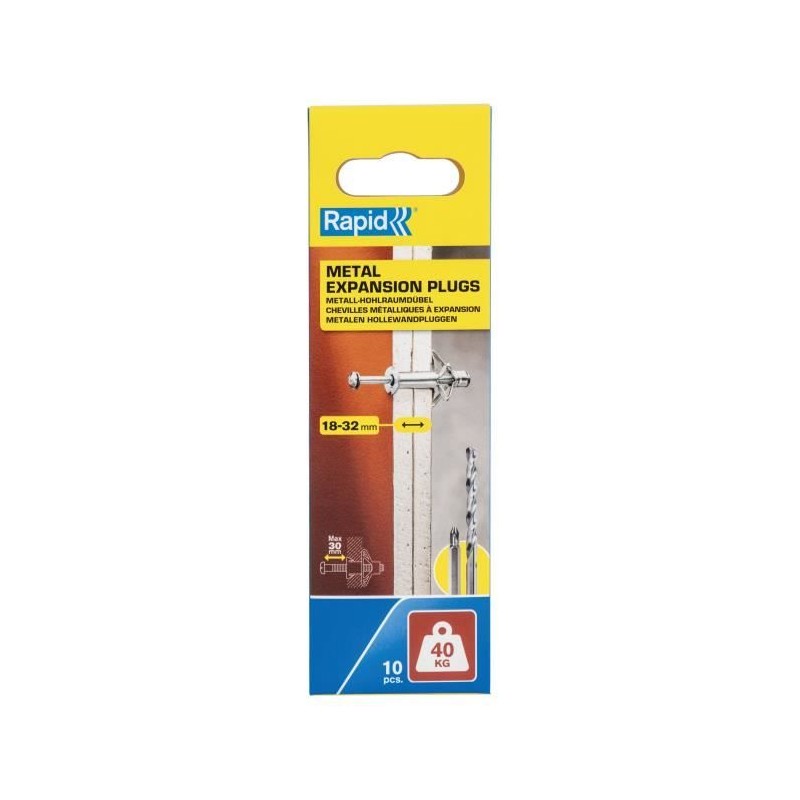 Chevilles a expansion métal pour cloison plâtre - RAPID - Ø11 - 18- Chevilles a expansion métal pour cloison plâtre - RAPID - Ø11 - 18-