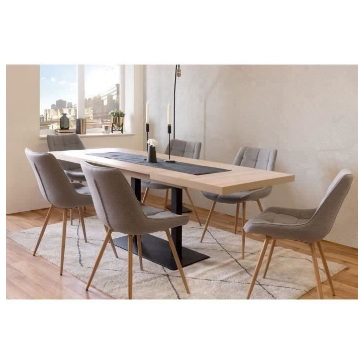 Table a manger extensible ORLANDO - Rectangulaire - style industriel - Décor chene sonoma -8/10 personnes - 120-200 x P 80 x H Table a manger extensible ORLANDO - Rectangulaire - style industriel - Décor chene sonoma -8/10 personnes - 120-200 x P 80 x H