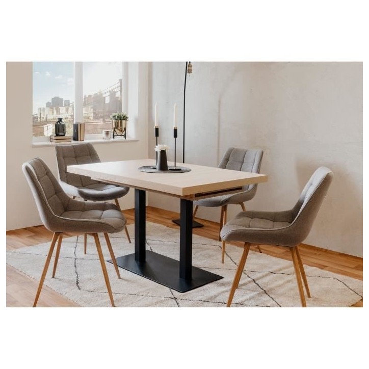 Table a manger extensible ORLANDO - Rectangulaire - style industriel - Décor chene sonoma -8/10 personnes - 120-200 x P 80 x H Table a manger extensible ORLANDO - Rectangulaire - style industriel - Décor chene sonoma -8/10 personnes - 120-200 x P 80 x H