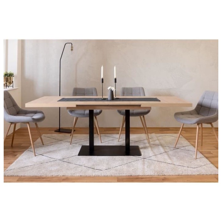Table a manger extensible ORLANDO - Rectangulaire - style industriel - Décor chene sonoma -8/10 personnes - 120-200 x P 80 x H Table a manger extensible ORLANDO - Rectangulaire - style industriel - Décor chene sonoma -8/10 personnes - 120-200 x P 80 x H
