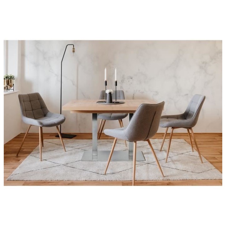 ORLANDO Table a manger a rallonge - Style contemporain - Décor chene artisan et alu - L 120-200 x P 80 x H 75 cm ORLANDO Table a manger a rallonge - Style contemporain - Décor chene artisan et alu - L 120-200 x P 80 x H 75 cm