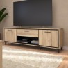 Meuble TV 2 portes et 1 tiroir - OSTARA - Chene / Noir - 179,9 x 39,8