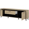 Meuble TV 2 portes et 1 tiroir - OSTARA - Chene / Noir - 179,9 x 39,8