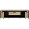 Meuble TV 2 portes et 1 tiroir - OSTARA - Chene / Noir - 179,9 x 39,8