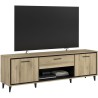 Meuble TV 2 portes et 1 tiroir - OSTARA - Chene / Noir - 179,9 x 39,8