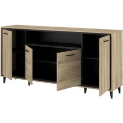 Enfilade avec leds - OSTARA - Chene / Noir - 4 portes et 1 niche - PAR