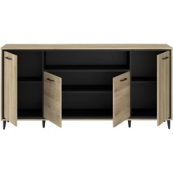 Enfilade avec leds - OSTARA - Chene / Noir - 4 portes et 1 niche - PAR