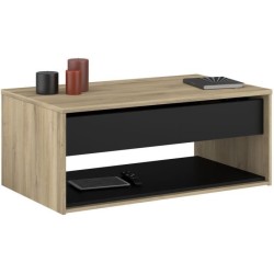 Table basse relevable - OSTARA - Rectangulaire - Chene / Noir - Releva