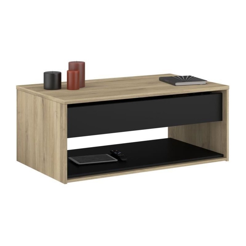 Table basse relevable - OSTARA - Rectangulaire - Chene / Noir - Releva Table basse relevable - OSTARA - Rectangulaire - Chene / Noir - Releva