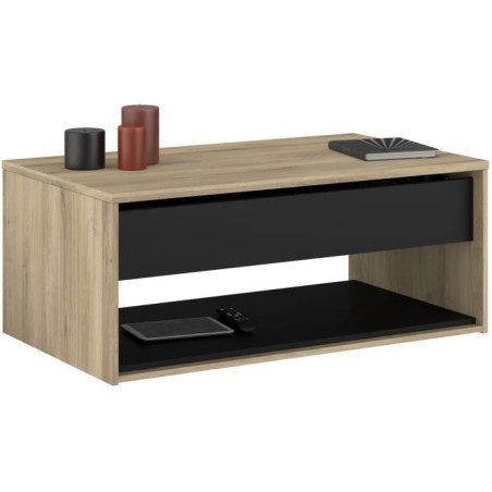Table basse relevable - OSTARA - Rectangulaire - Chene / Noir - Releva
