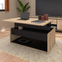 Table basse relevable - OSTARA - Rectangulaire - Chene / Noir - Releva