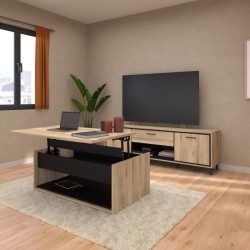 Table basse relevable - OSTARA - Rectangulaire - Chene / Noir - Releva