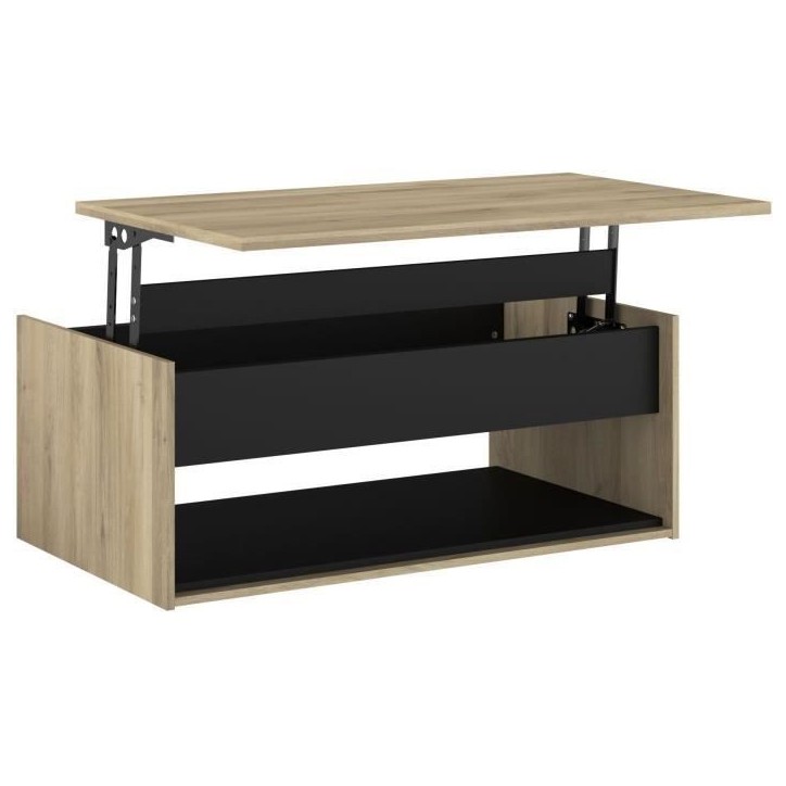 Table basse relevable - OSTARA - Rectangulaire - Chene / Noir - Relevable - 110 x 65 x 45/67,2 cm Table basse relevable - OSTARA - Rectangulaire - Chene / Noir - Relevable - 110 x 65 x 45/67,2 cm