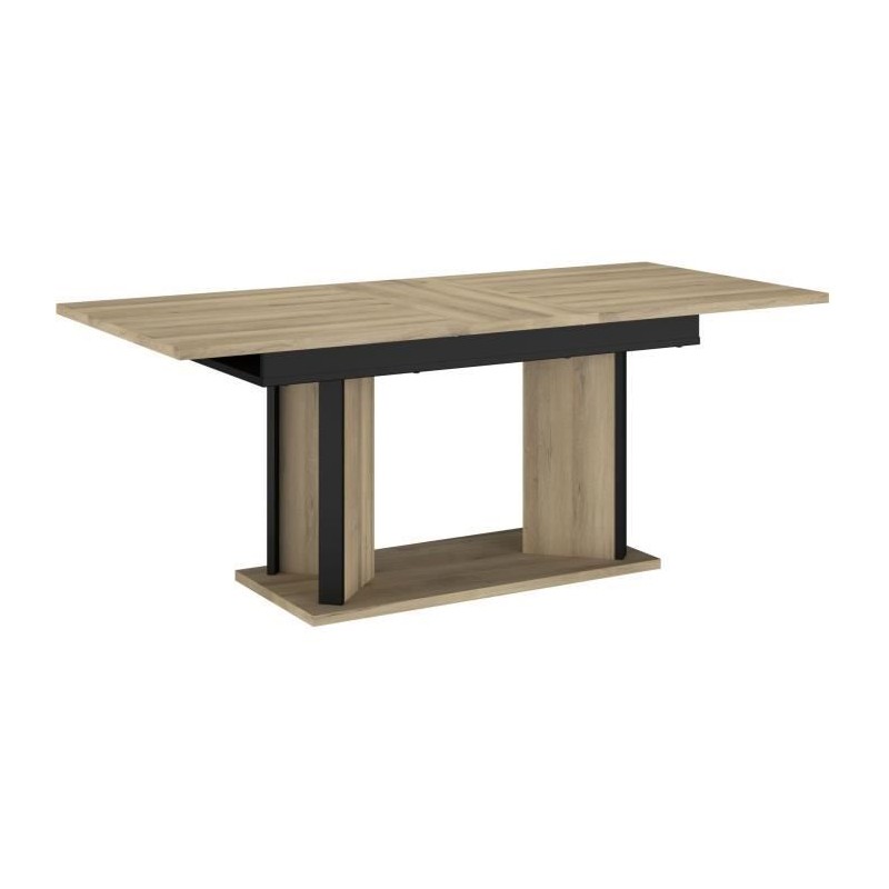 Table a manger avec allonge - OSTARA - Rectangulaire - Chene / Noir - Table a manger avec allonge - OSTARA - Rectangulaire - Chene / Noir -