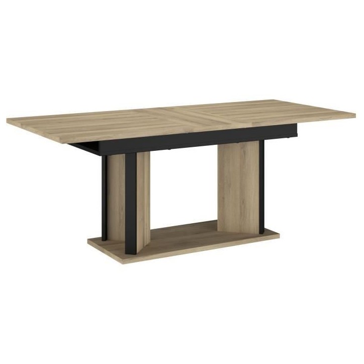 Table a manger avec allonge - OSTARA - Rectangulaire - Chene / Noir - 8 personnes - 160/199,8 x 90 x 78 cm - PARISOT Table a manger avec allonge - OSTARA - Rectangulaire - Chene / Noir - 8 personnes - 160/199,8 x 90 x 78 cm - PARISOT