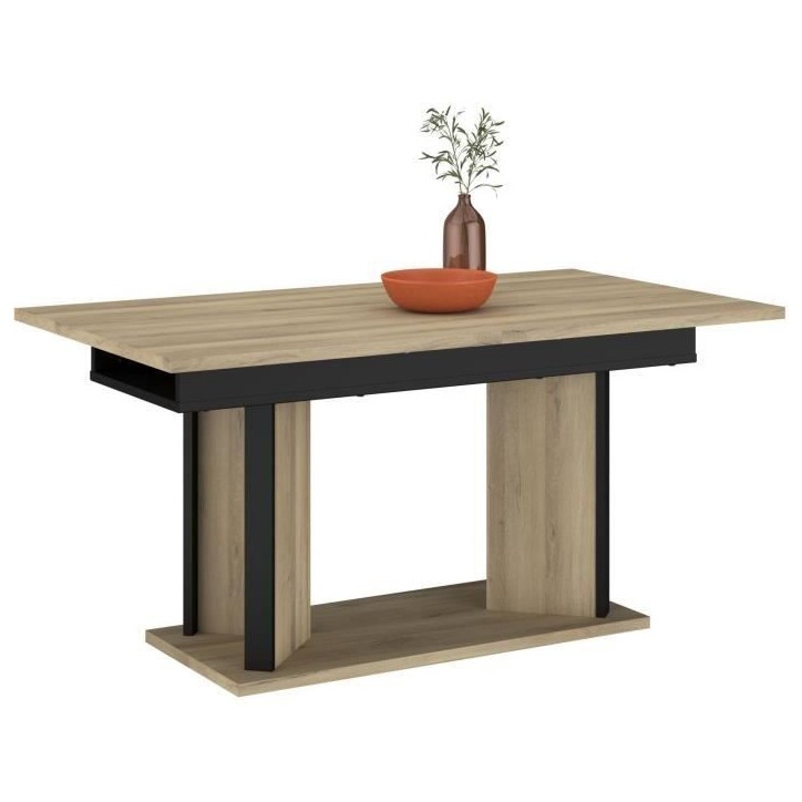 Table a manger avec allonge - OSTARA - Rectangulaire - Chene / Noir - 8 personnes - 160/199,8 x 90 x 78 cm - PARISOT Table a manger avec allonge - OSTARA - Rectangulaire - Chene / Noir - 8 personnes - 160/199,8 x 90 x 78 cm - PARISOT