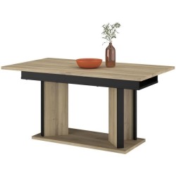 Table a manger avec allonge - OSTARA - Rectangulaire - Chene / Noir -