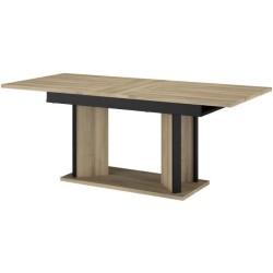 Table a manger avec allonge - OSTARA - Rectangulaire - Chene / Noir -