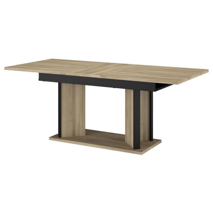Table a manger avec allonge - OSTARA - Rectangulaire - Chene / Noir - 8 personnes - 160/199,8 x 90 x 78 cm - PARISOT Table a manger avec allonge - OSTARA - Rectangulaire - Chene / Noir - 8 personnes - 160/199,8 x 90 x 78 cm - PARISOT