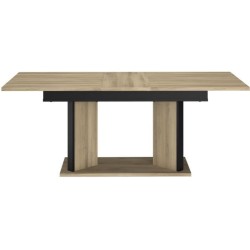 Table a manger avec allonge - OSTARA - Rectangulaire - Chene / Noir -