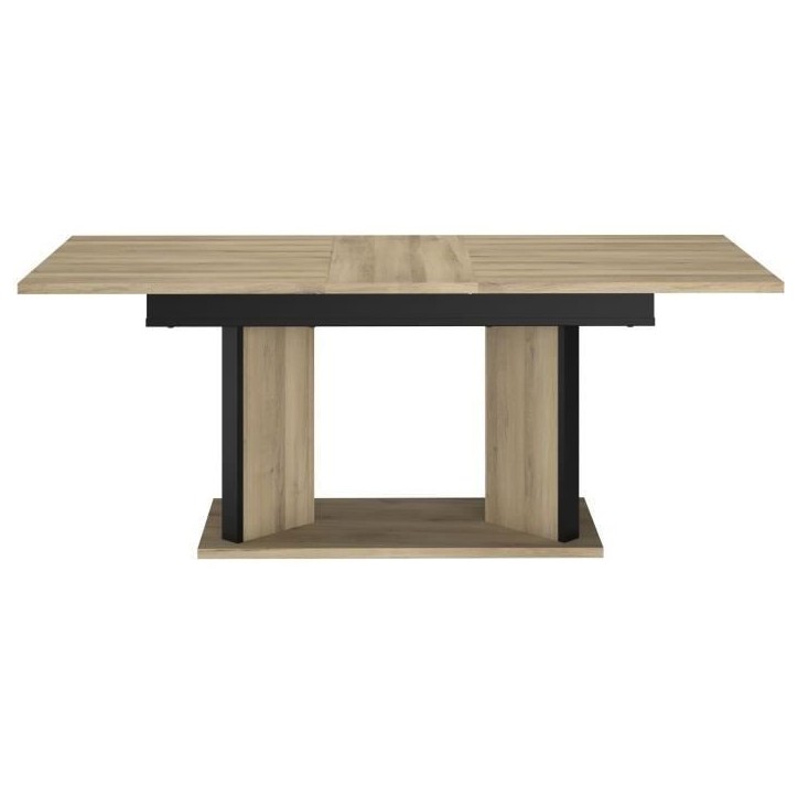 Table a manger avec allonge - OSTARA - Rectangulaire - Chene / Noir - 8 personnes - 160/199,8 x 90 x 78 cm - PARISOT Table a manger avec allonge - OSTARA - Rectangulaire - Chene / Noir - 8 personnes - 160/199,8 x 90 x 78 cm - PARISOT