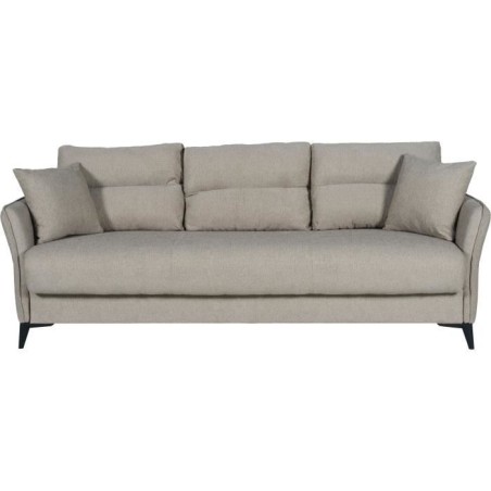 Canapé convertible 3 places - OTTOWA - Tissu beige - 2 coussins - Cof