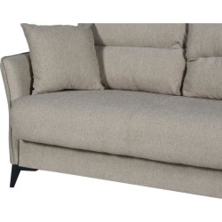 Canapé convertible 3 places - OTTOWA - Tissu beige - 2 coussins - Cof