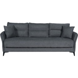 Canapé convertible 3 places - OTTOWA - Tissu gris foncé - 2 coussins