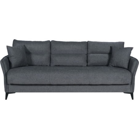 Canapé convertible 3 places - OTTOWA - Tissu gris foncé - 2 coussins