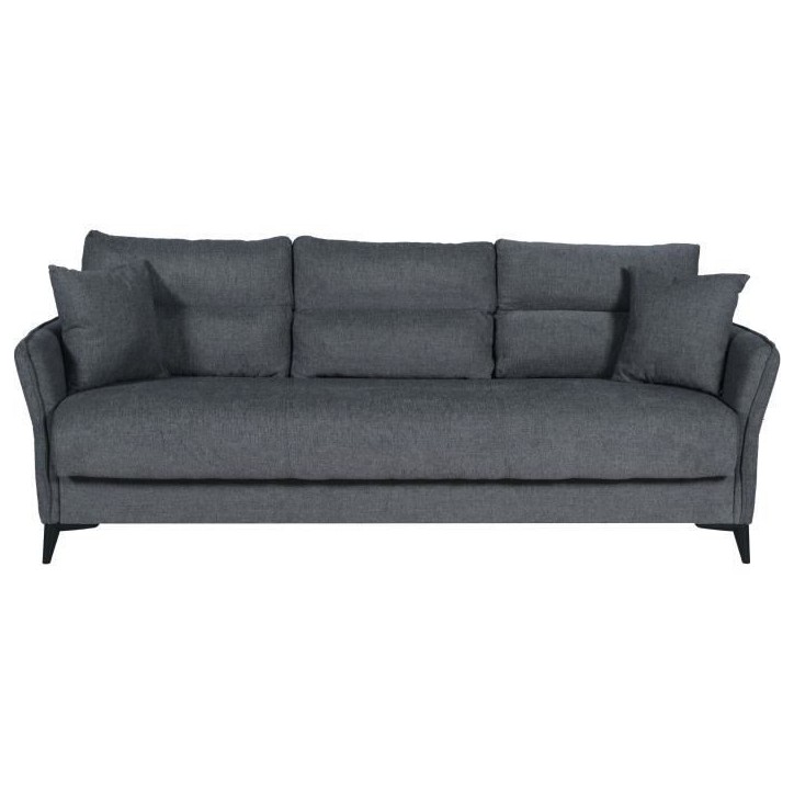 Canapé convertible 3 places - OTTOWA - Tissu gris foncé - 2 coussins - Coffre de rangement - 217 x 92 x 85 cm Canapé convertible 3 places - OTTOWA - Tissu gris foncé - 2 coussins - Coffre de rangement - 217 x 92 x 85 cm