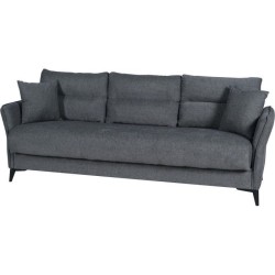 Canapé convertible 3 places - OTTOWA - Tissu gris foncé - 2 coussins