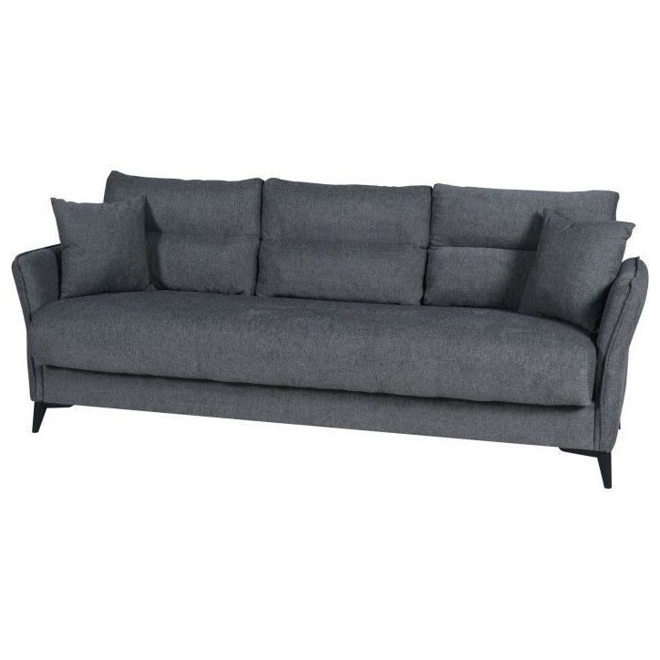 Canapé convertible 3 places - OTTOWA - Tissu gris foncé - 2 coussins - Coffre de rangement - 217 x 92 x 85 cm Canapé convertible 3 places - OTTOWA - Tissu gris foncé - 2 coussins - Coffre de rangement - 217 x 92 x 85 cm