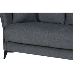 Canapé convertible 3 places - OTTOWA - Tissu gris foncé - 2 coussins
