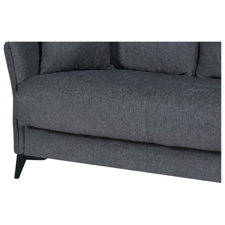 Canapé convertible 3 places - OTTOWA - Tissu gris foncé - 2 coussins - Coffre de rangement - 217 x 92 x 85 cm Canapé convertible 3 places - OTTOWA - Tissu gris foncé - 2 coussins - Coffre de rangement - 217 x 92 x 85 cm