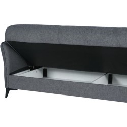 Canapé convertible 3 places - OTTOWA - Tissu gris foncé - 2 coussins