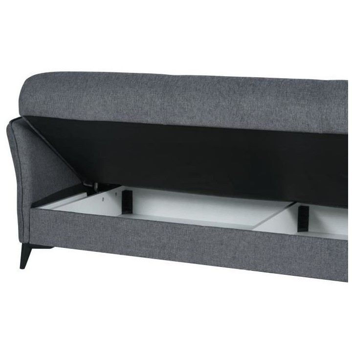 Canapé convertible 3 places - OTTOWA - Tissu gris foncé - 2 coussins - Coffre de rangement - 217 x 92 x 85 cm Canapé convertible 3 places - OTTOWA - Tissu gris foncé - 2 coussins - Coffre de rangement - 217 x 92 x 85 cm