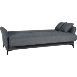 Canapé convertible 3 places - OTTOWA - Tissu gris foncé - 2 coussins