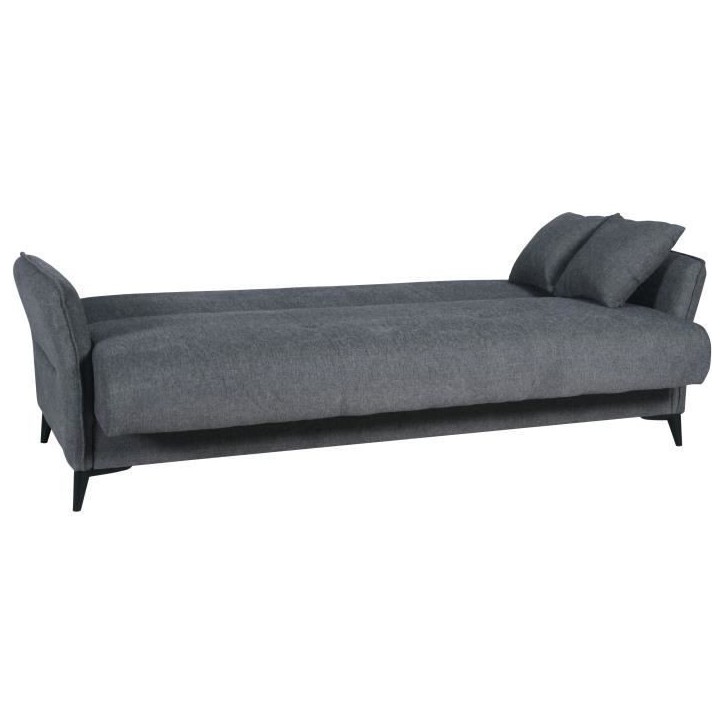 Canapé convertible 3 places - OTTOWA - Tissu gris foncé - 2 coussins - Coffre de rangement - 217 x 92 x 85 cm Canapé convertible 3 places - OTTOWA - Tissu gris foncé - 2 coussins - Coffre de rangement - 217 x 92 x 85 cm
