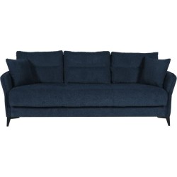 Canapé convertible 3 places - OTTOWA - Tissu bleu foncé - 2 coussins